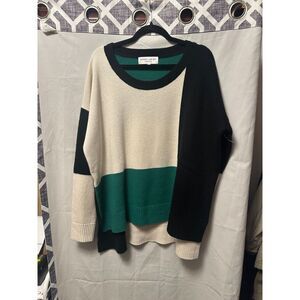 NWOT DEREK LAM 10C x ATHLETA Cashmere Color Block Pullover Sweater Size Large